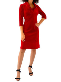 GRETCHEN SCOTT Ruffneck Mini Dress in silky velvet red 1 - women's dress - view 4