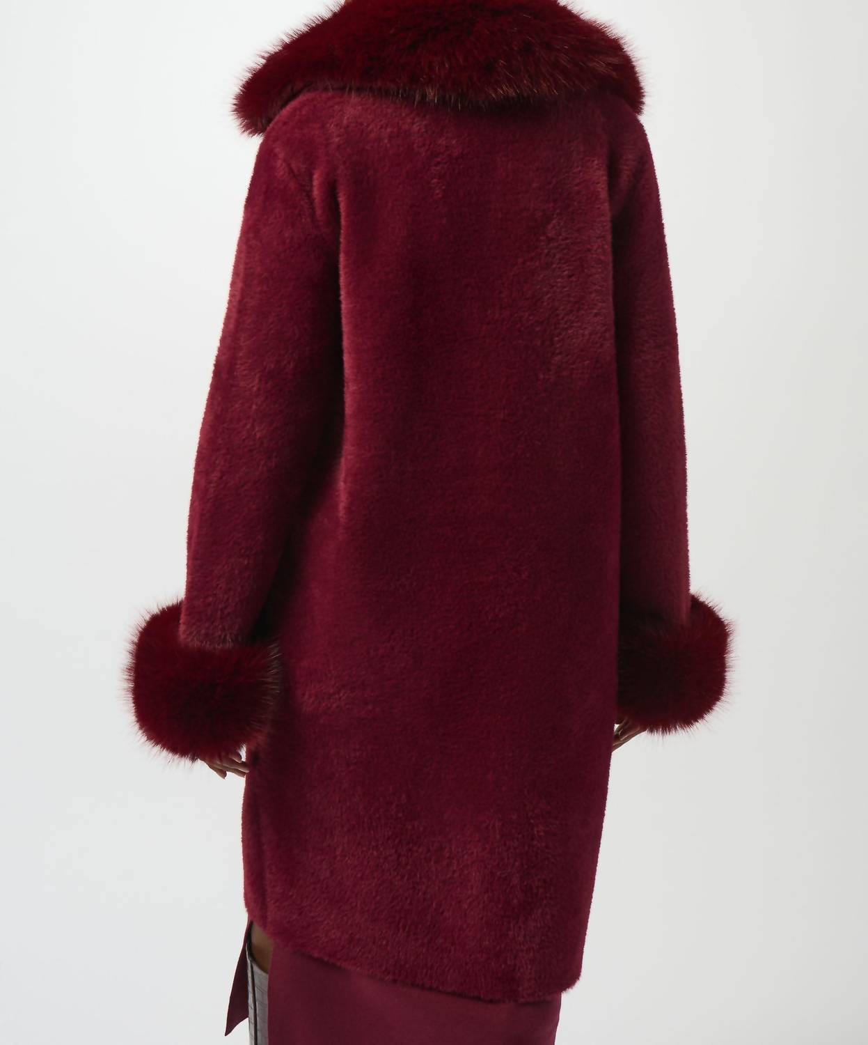 Joseph Ribkoff - Detachable Faux Fur Trim Long Sleeve Coat