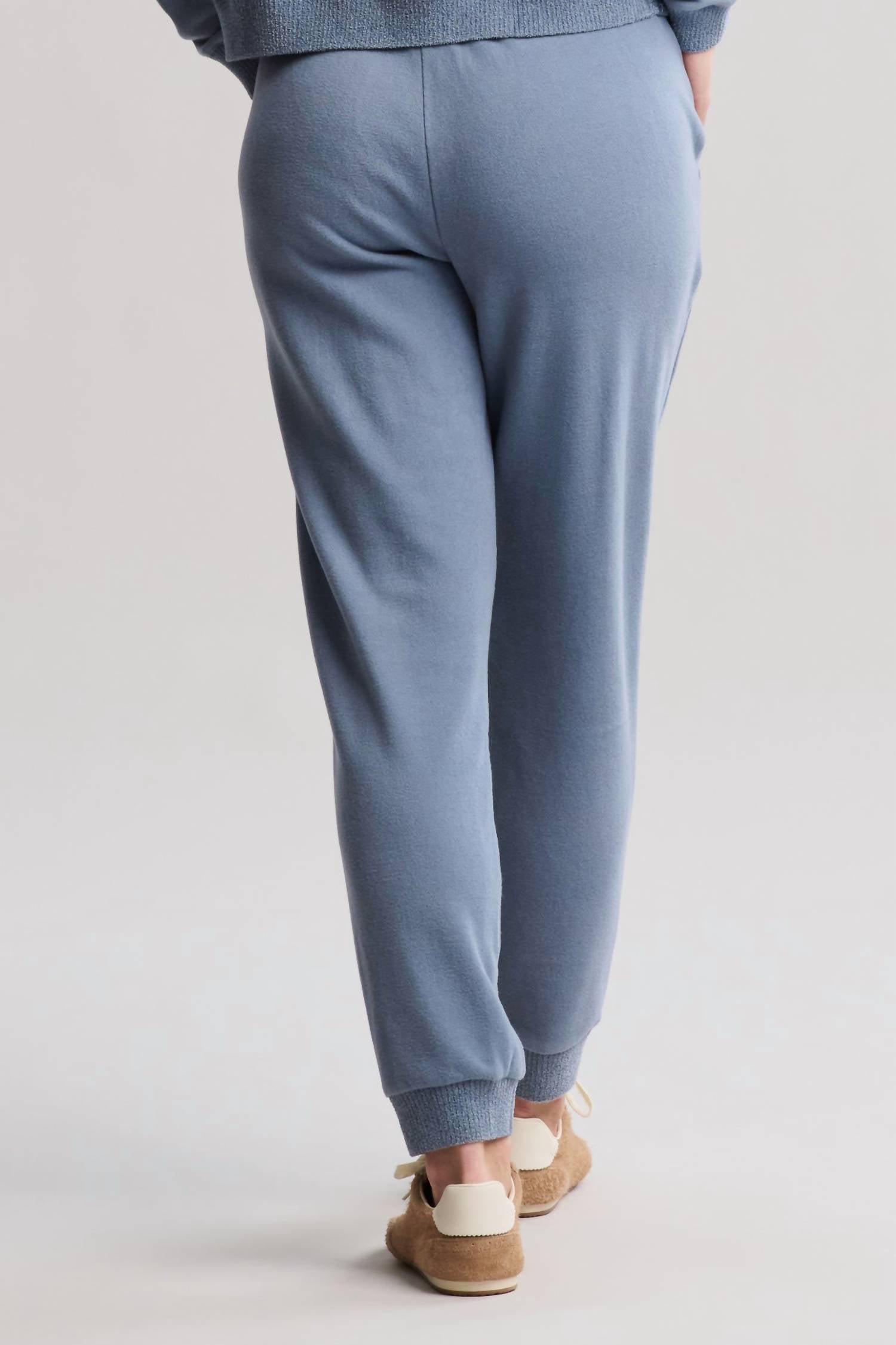 BAREFOOT DREAMS Brushed Fleece Jogger With CozyChic Ultra Lite Rib in blue dusk - women's pants - alternate view