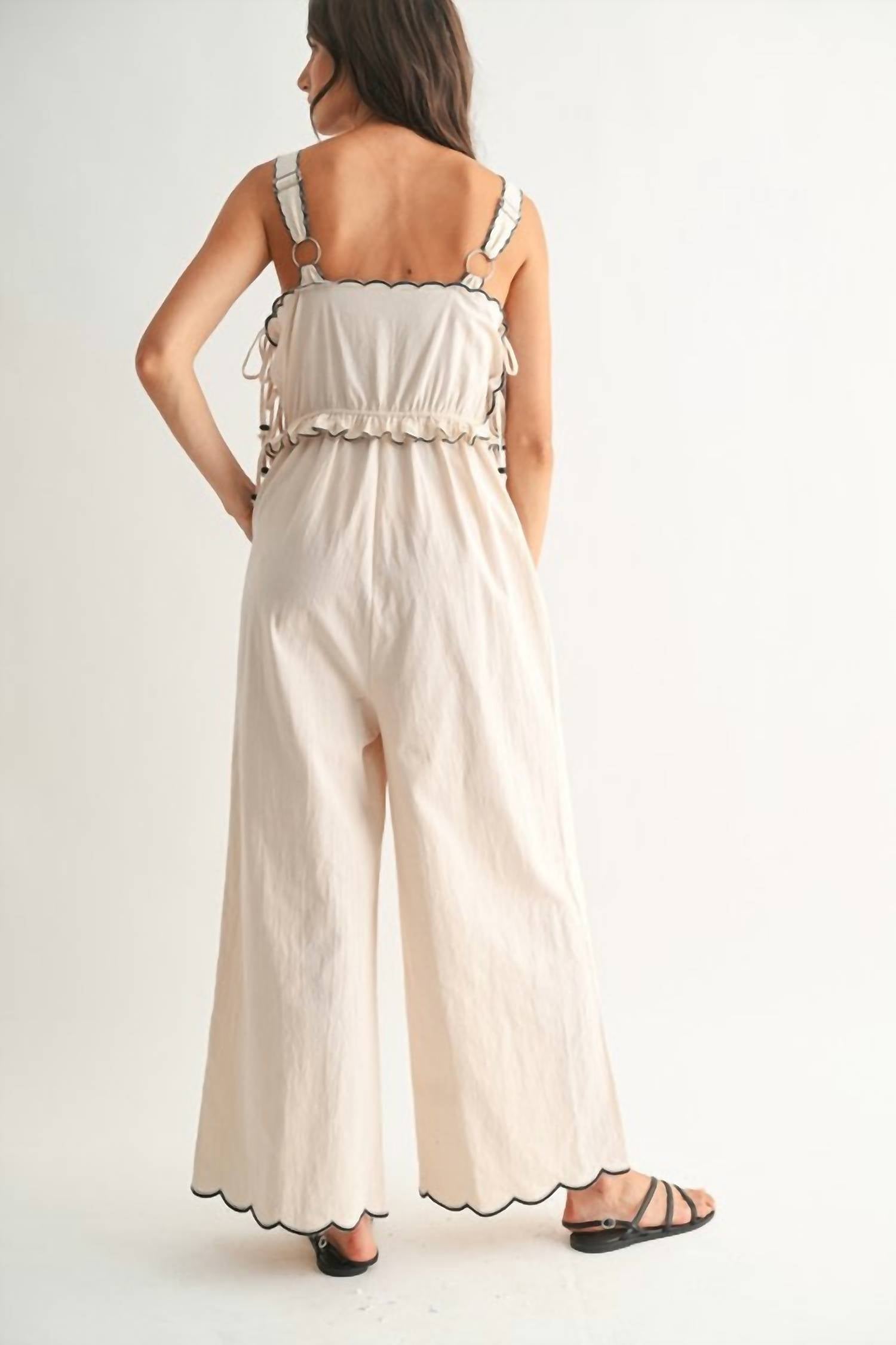 Camellia - Embroidered Jumpsuit With Unique Scalloped Edge