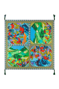 Johnny Was Women's Torenia Silk Scarf in green - women's scarf