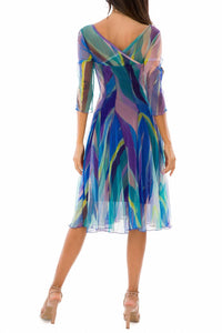 Elana Kattan - Paneled Print Slit Midi Dress