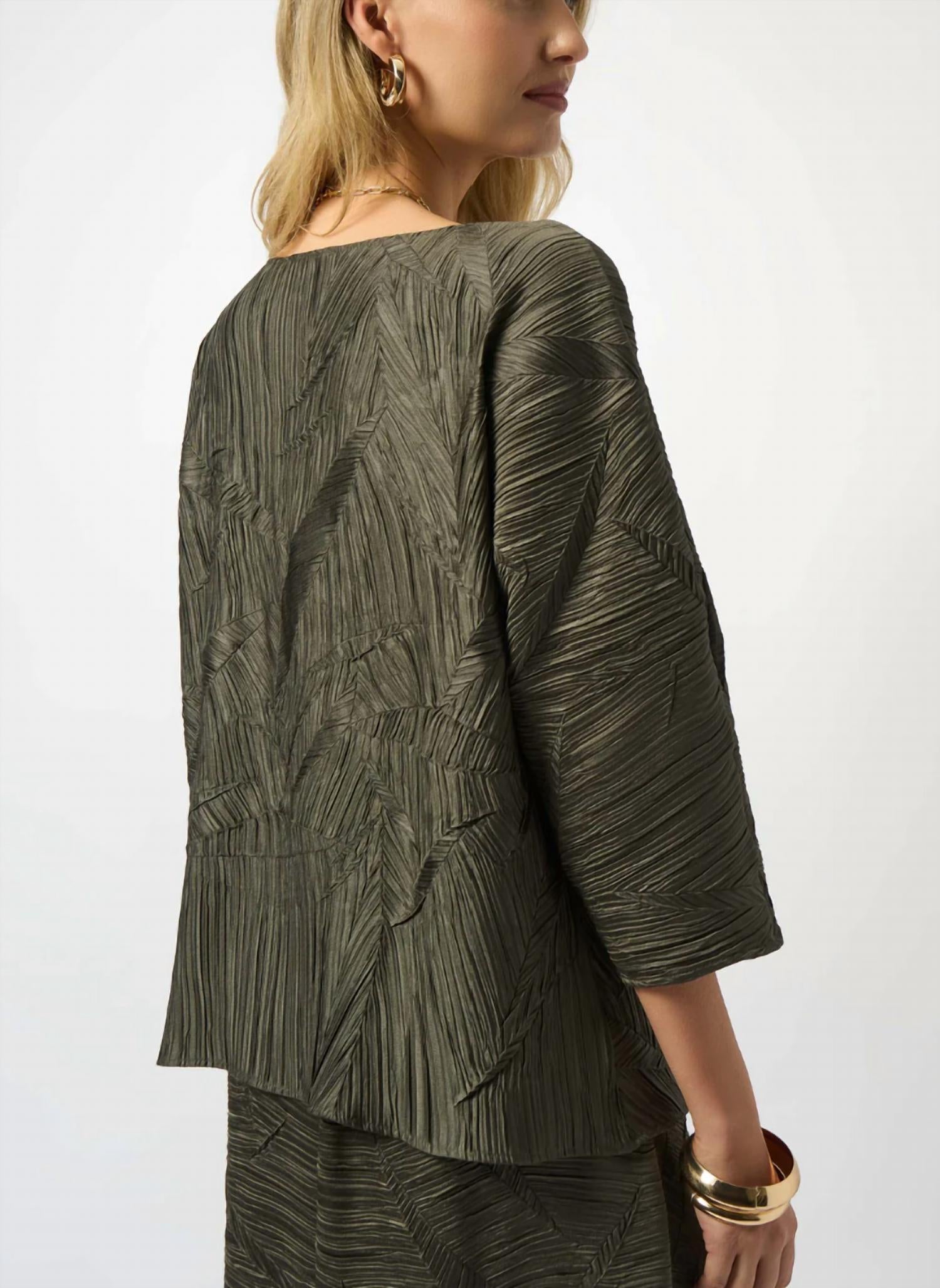 Joseph Ribkoff - Pleated Satin Boxy Top