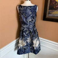Jessica Howard Women's Floral Jacquard Metallic Dress in navy - women's dress