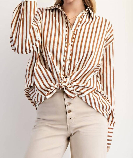 Easel - Stripe Button Down Woven Shirt