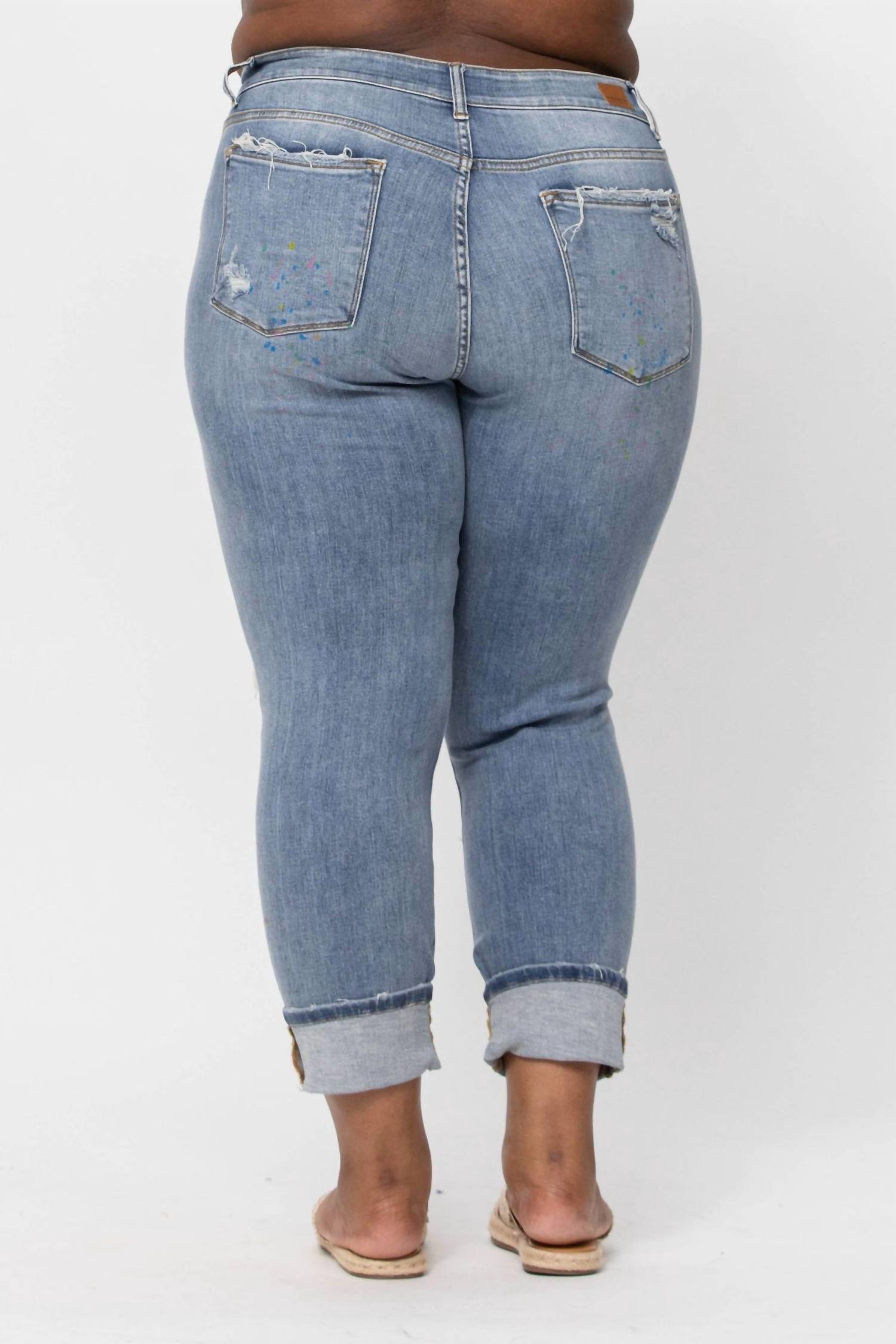 Judy Blue - Bob Ross Paint Splash Boyfriend Jeans
