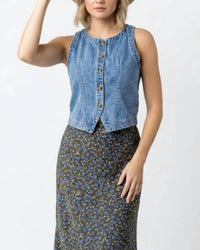 Mikarose - Tailored Button-front Denim Vest