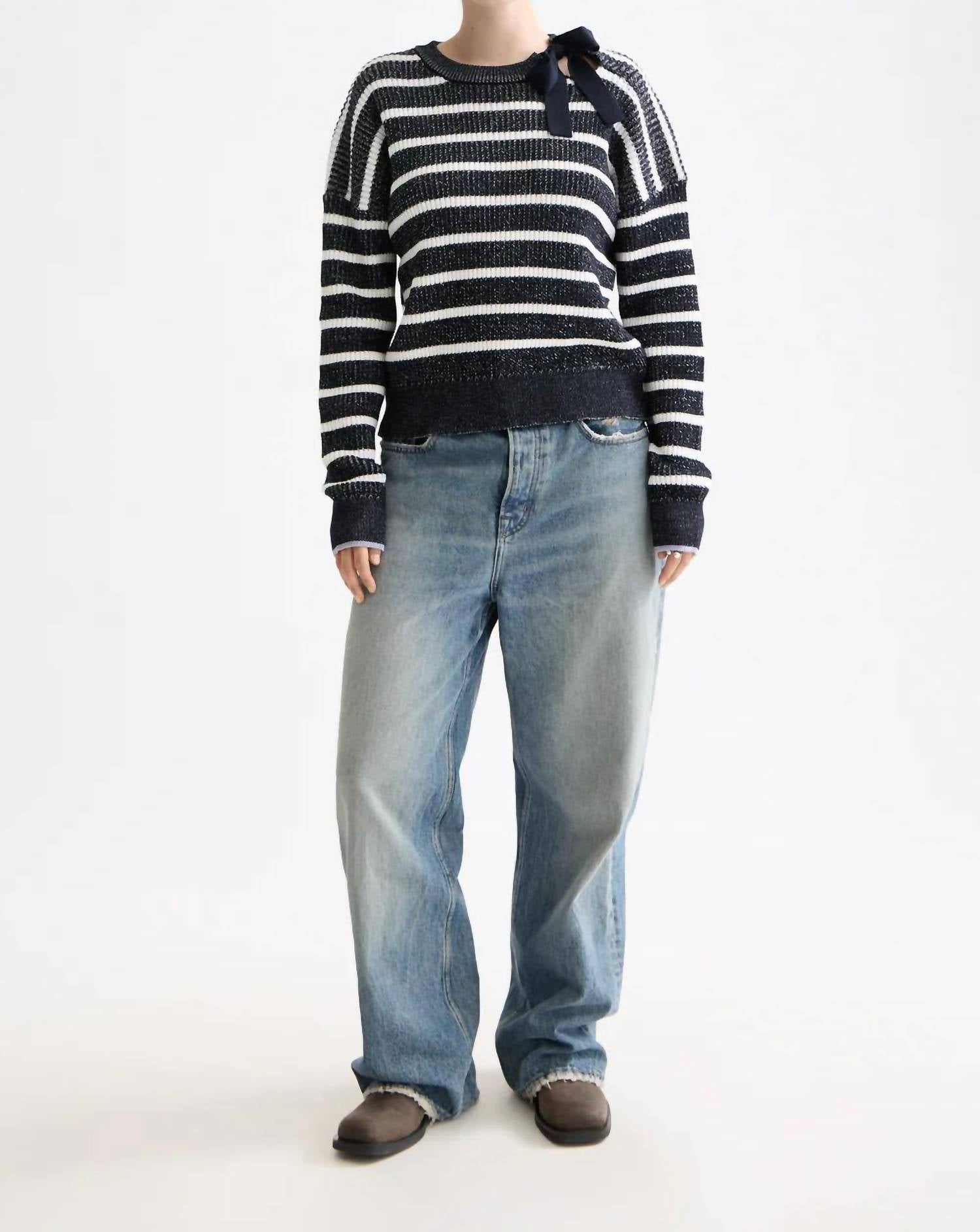 Scotch & Soda - Stripe Tie Neck Pullover Sweater