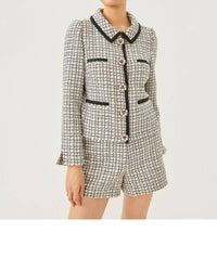 Lilly Pulitzer Kalara Boucle Jacket in coconut lurex houndstooth boucle - women's jacket