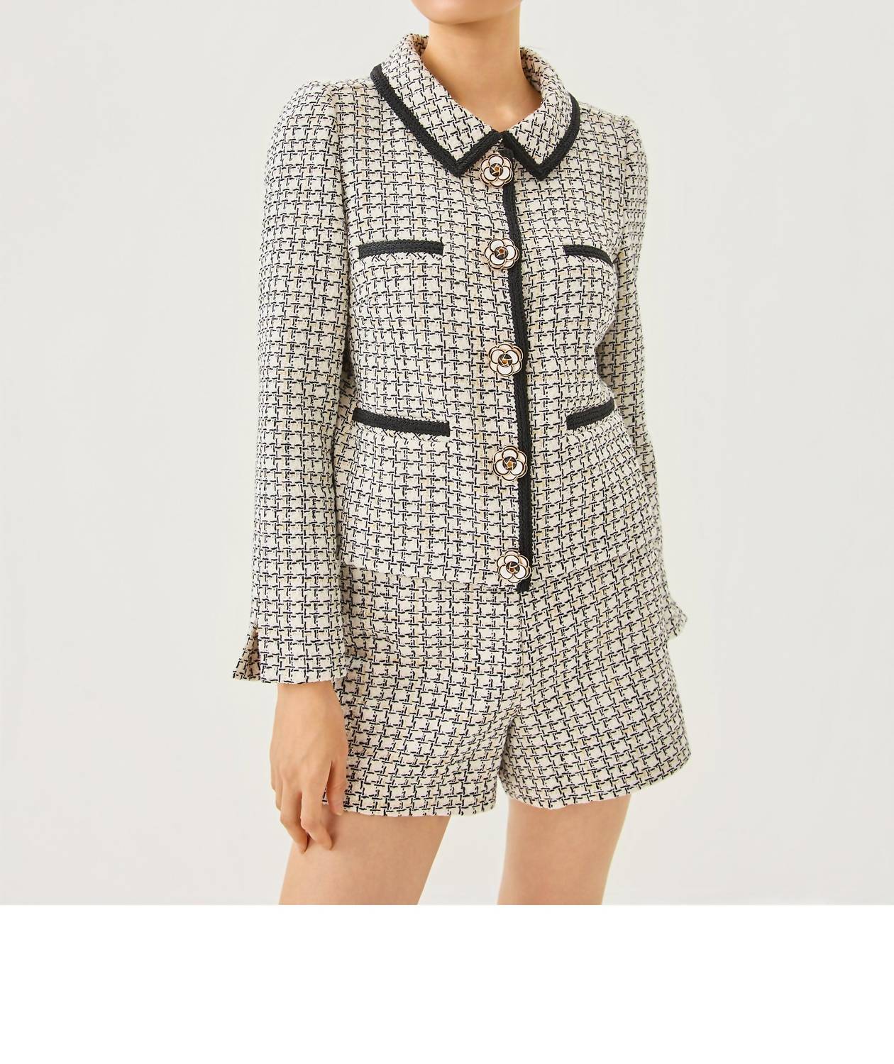 Lilly Pulitzer Kalara Boucle Jacket in coconut lurex houndstooth boucle - women's jacket