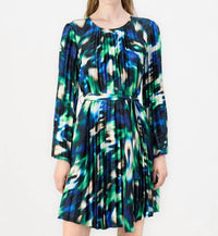 DKNY Pleated A Line Cocktail Dress in blue - women's dress
