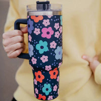 Katydid - Daisy Retro Groovy 40oz Stainless Steel Tumbler With Handle