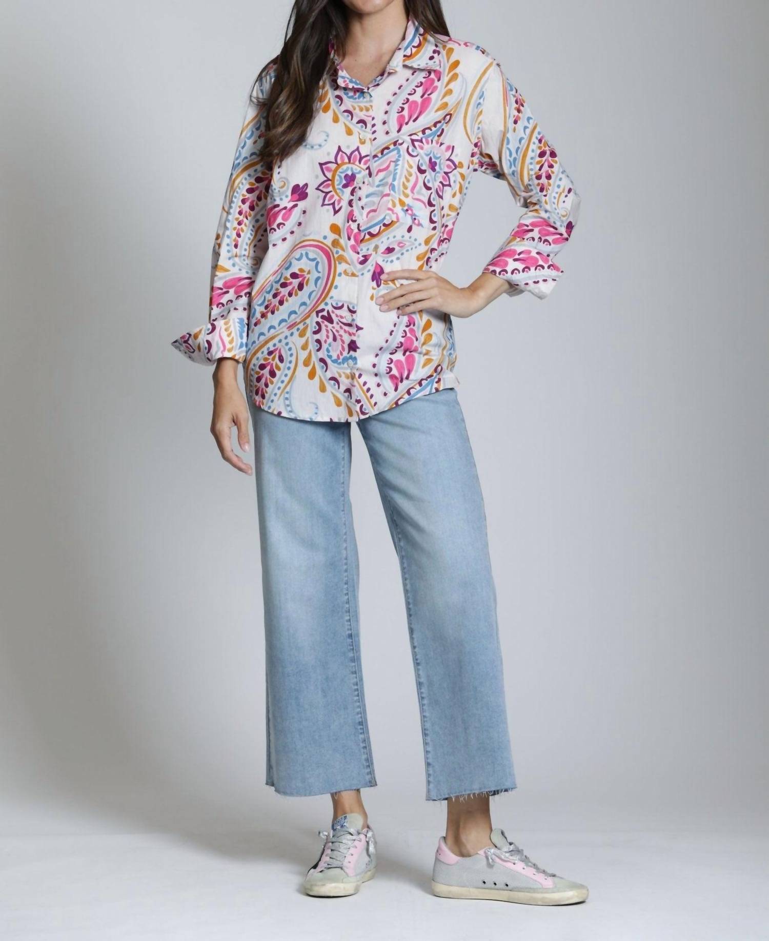 APNY Boyfriend Button Up Shirt in paisley daze - women's blouse - view 4