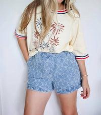 Anniewear - 4th Of July Distressed Star Roll-up Shorts