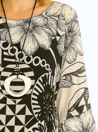 Lior - Geo Print Sheer Blouse