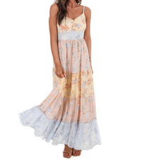 In February Garden Party Floral Maxi Dress in pastel multi - women's dress - alternate view