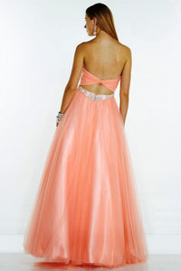 ALYCE PARIS Strapless Beaded Waist Tulle Gown in l coral - women's dress - detail view