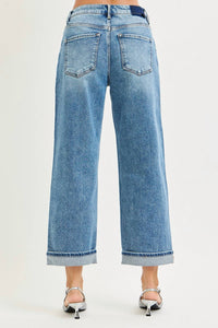 RISEN Mid Rise Cuff Boyfriend Jeans in blue - women's jeans - alternate view