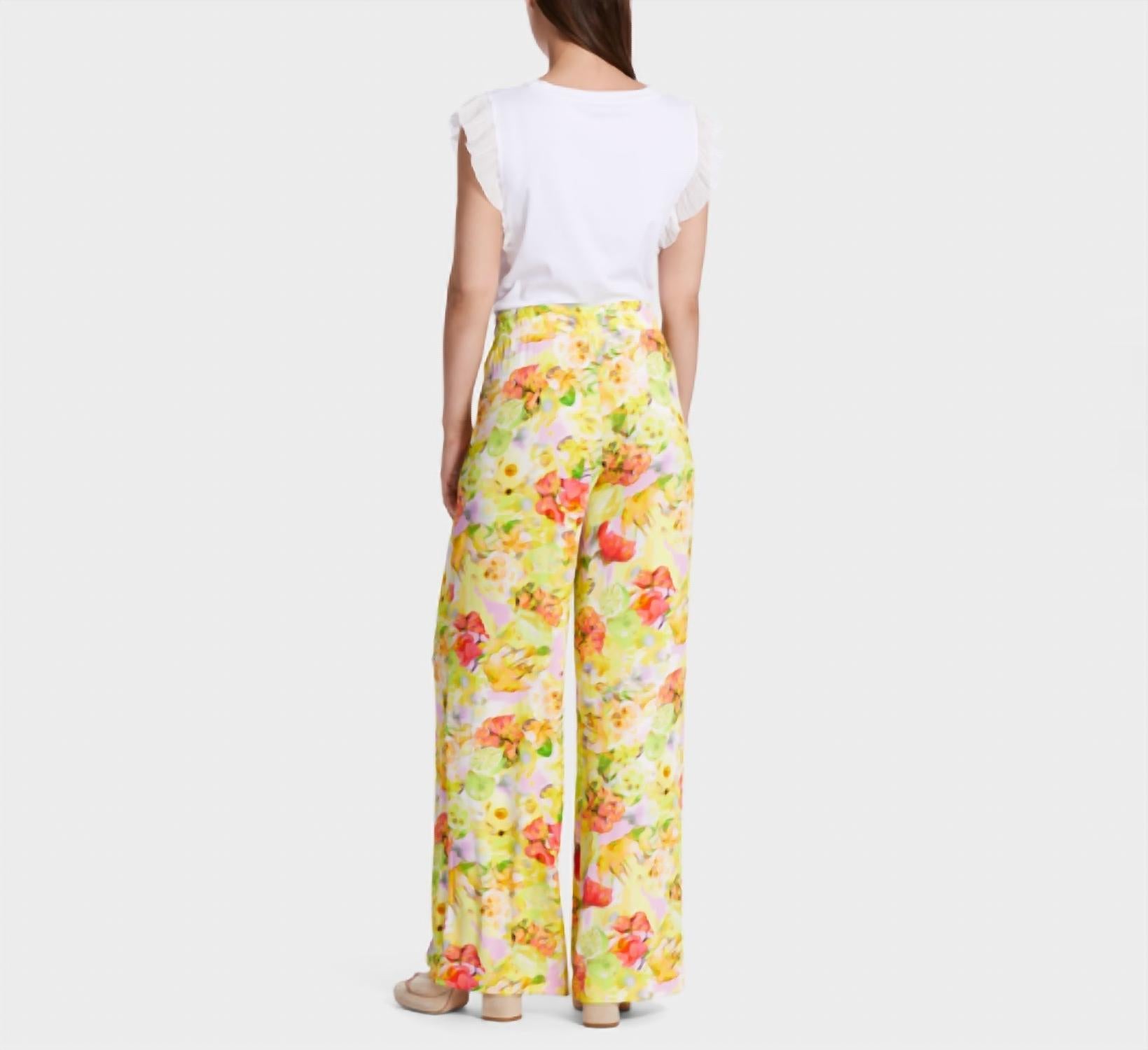 Marc Cain Wedi Floral Pants in pale lemon - women's pants - alternate view