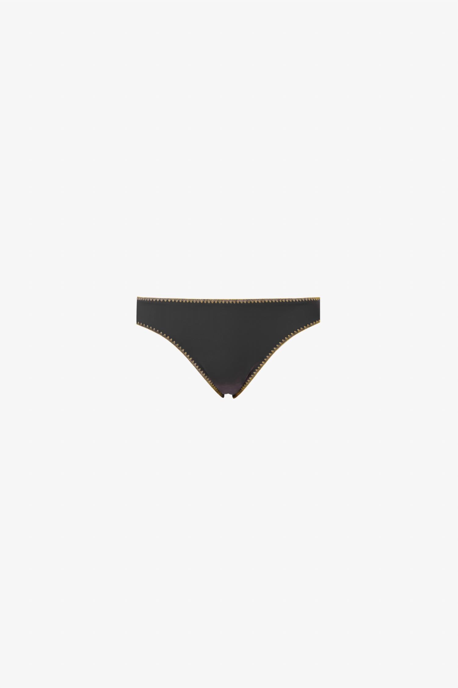 Luli Fama Luxe Stitch Seamless Full Ruched Back Bikini Bottom in black - women's swimwear - alternate view