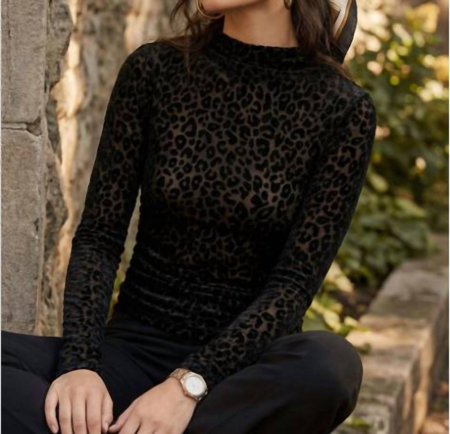 Fifteen Twenty - Khami Velvet Burnout Turtleneck Top