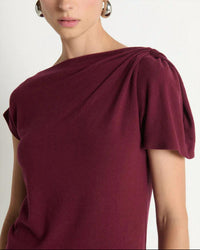 Nation LTD Rosie Knot Top in port 2 - women's t-shirt - alternate view