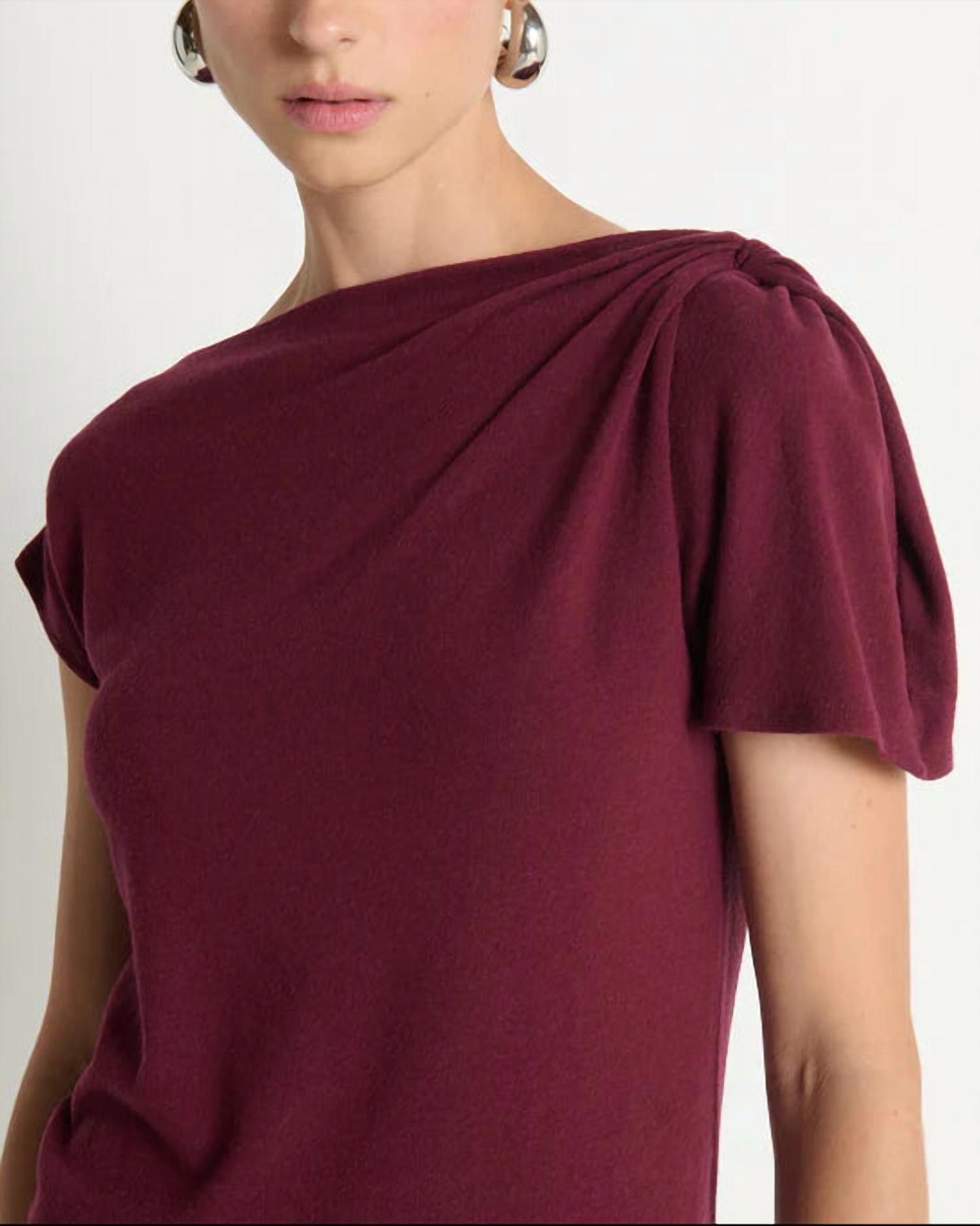 Nation LTD Rosie Knot Top in port 2 - women's t-shirt - alternate view