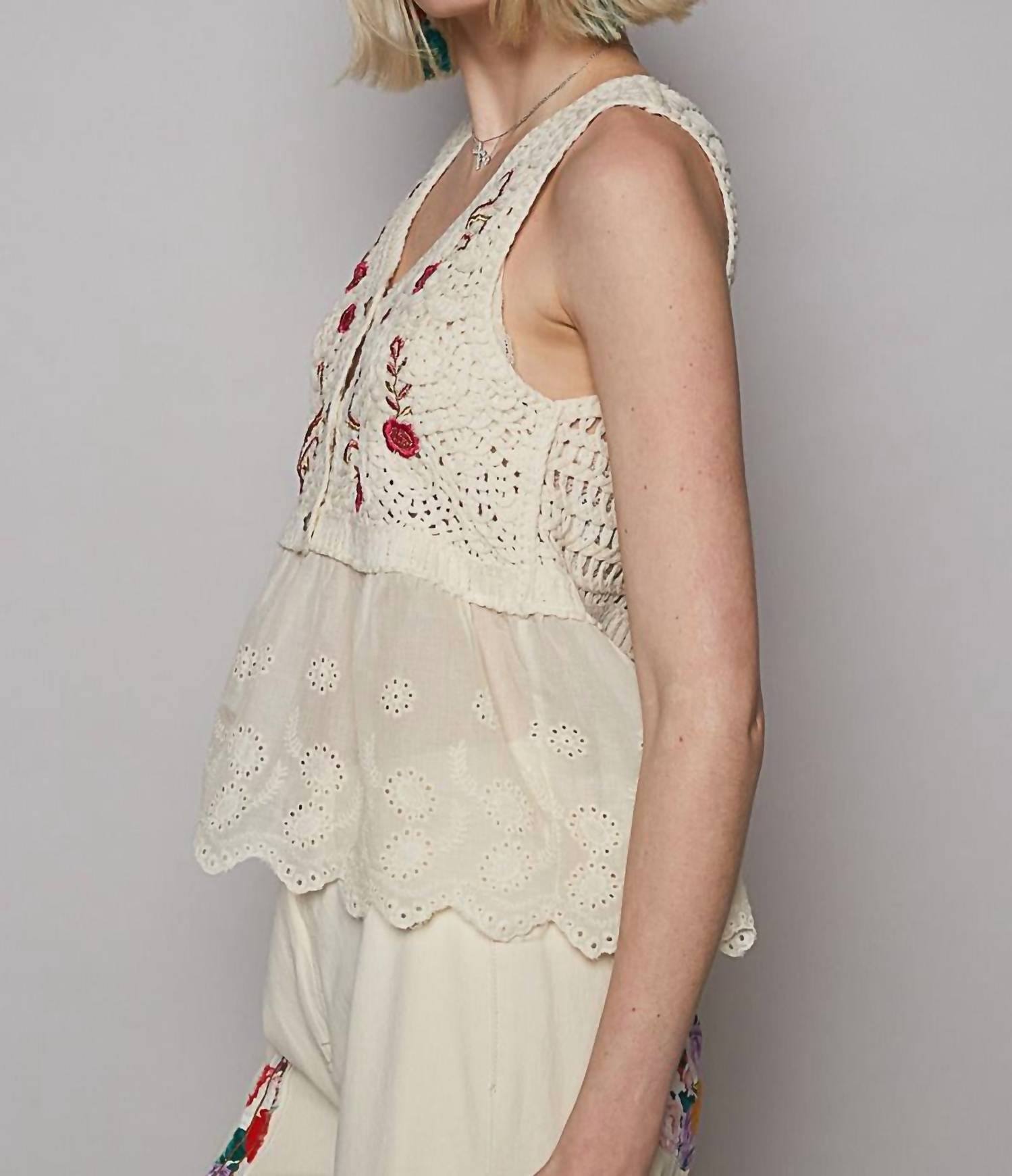 Pol - Penelope Cotton Button Down Peplum Top