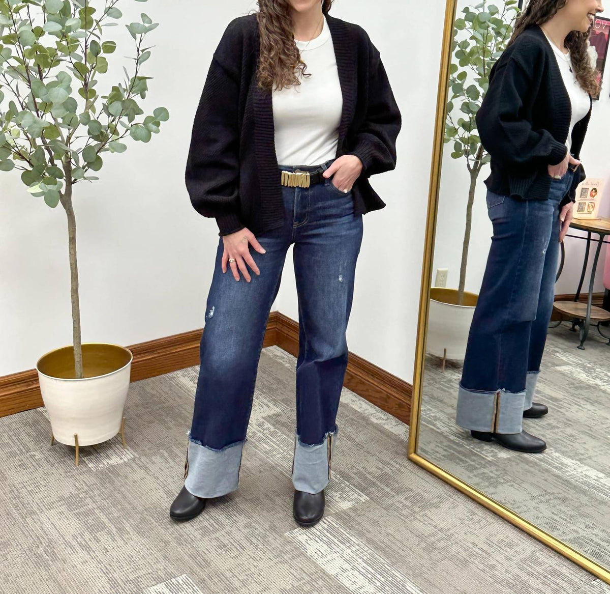 Double Zero - Waffle Knit Front Pocket Cardigan
