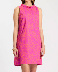 Tyler Boe Ella Floral Ruffle Back Dress in dewberry rose violet - women's dress