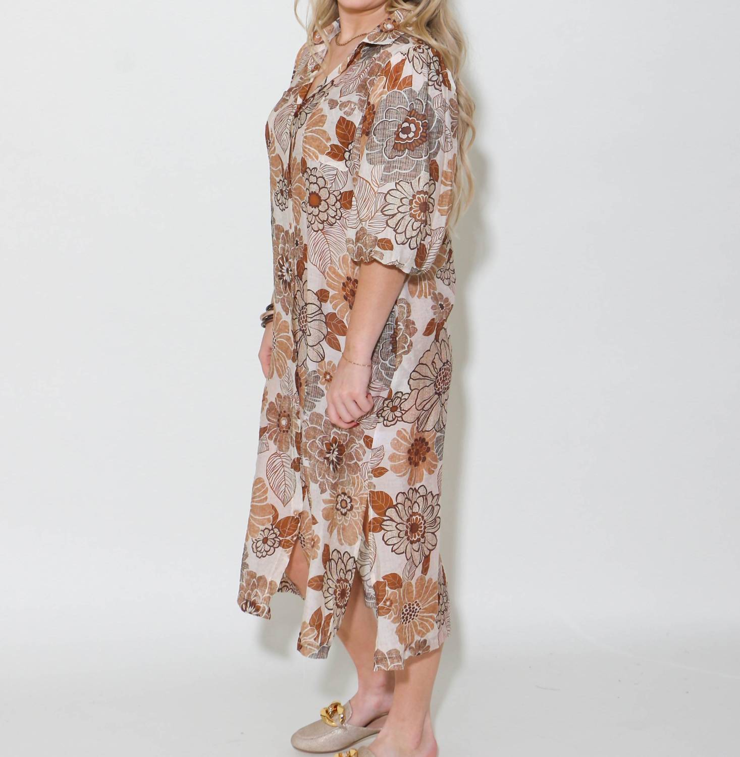 Thml - Puff Sleeve Floral Midi Dress