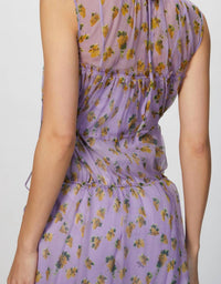 FLORAL PRINT TIERED SILK DRESS