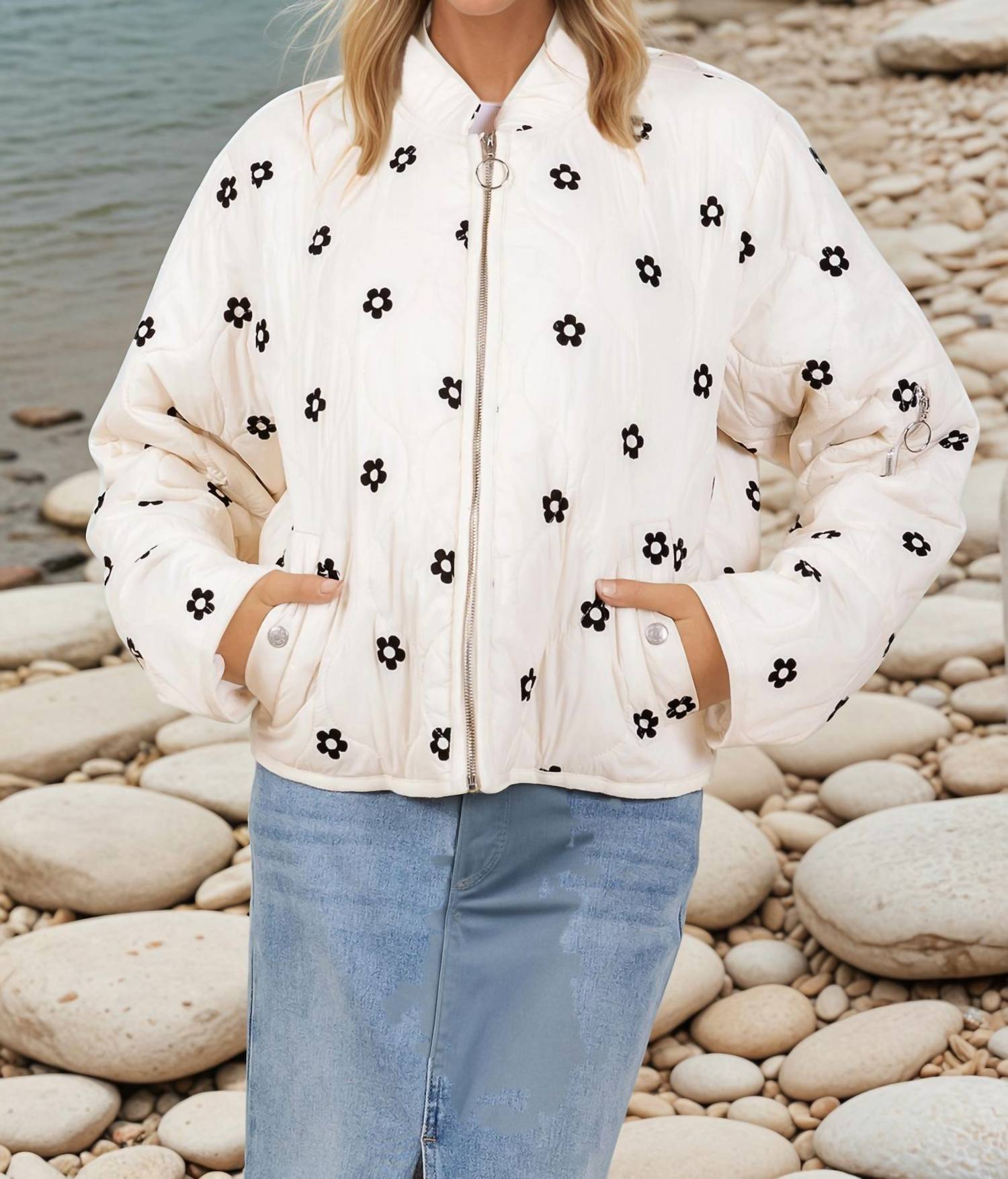 Lovelo - Tory Flower Accent Puff Jacket