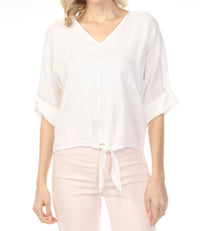 Charlie B - Roll-up Sleeve Front Tie Top
