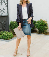 3/4 Sleeve Pinstripe Blazer