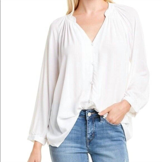 Habitual - Flora Button-Up V-Neck Long Sleeve Tunic Top