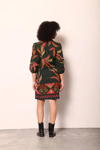 maude vivante Ava Mini Dress in forest stitch - women's dress - detail view