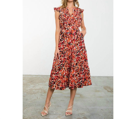 Thml - Flutter Sleeve Abstract Print Dress