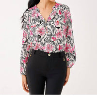 Lilly Pulitzer Elsa Silk Top in coconut sunshine seekers - women's blouse - alternate view
