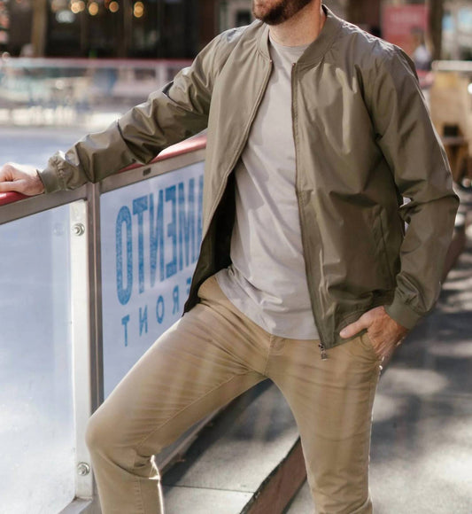 Soulstar - Relaxed-fit Lightweight Stretch Zip-up Bomber Jacket