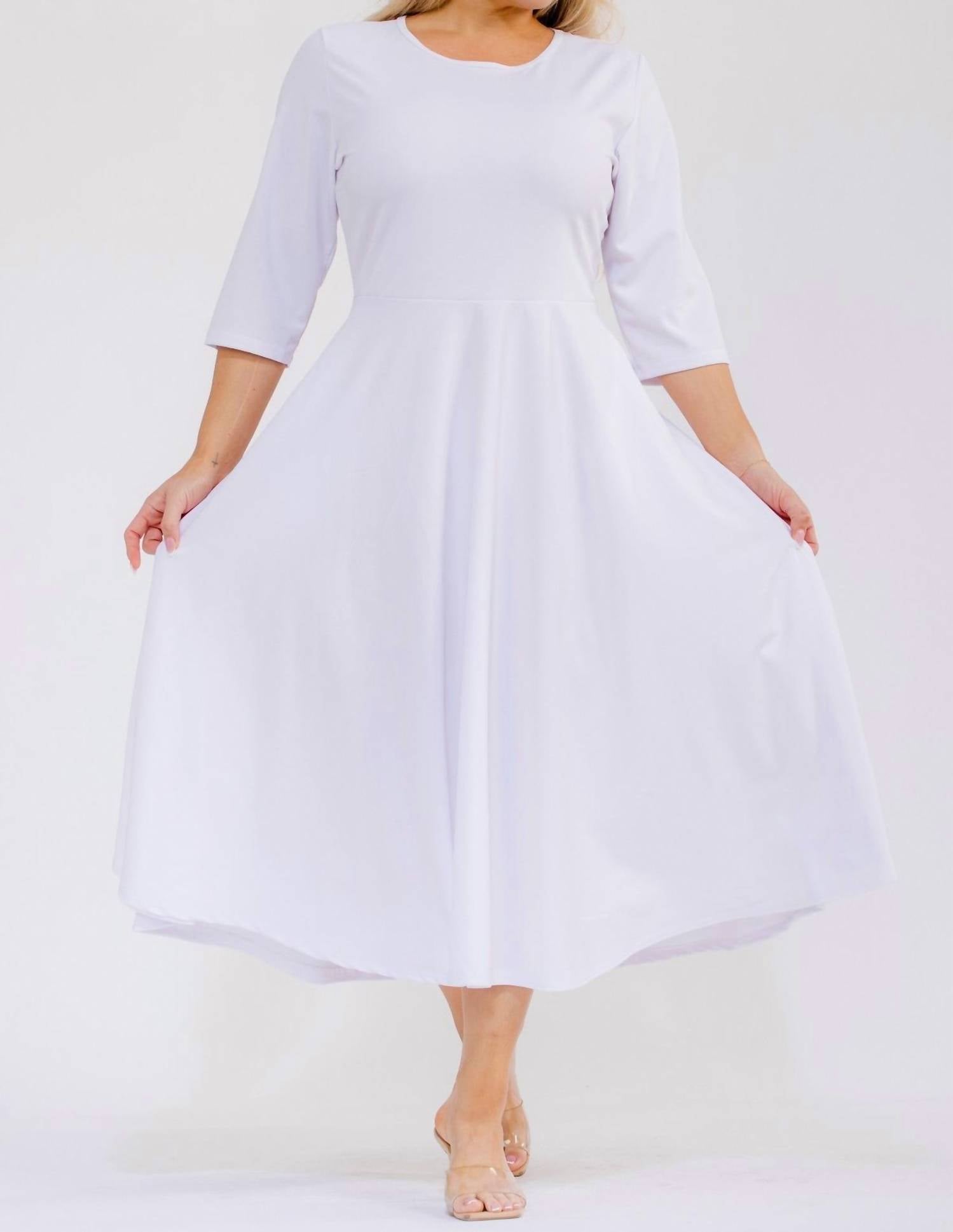 Karen T Design A-line Midi Dress in white - women's dress - view 5