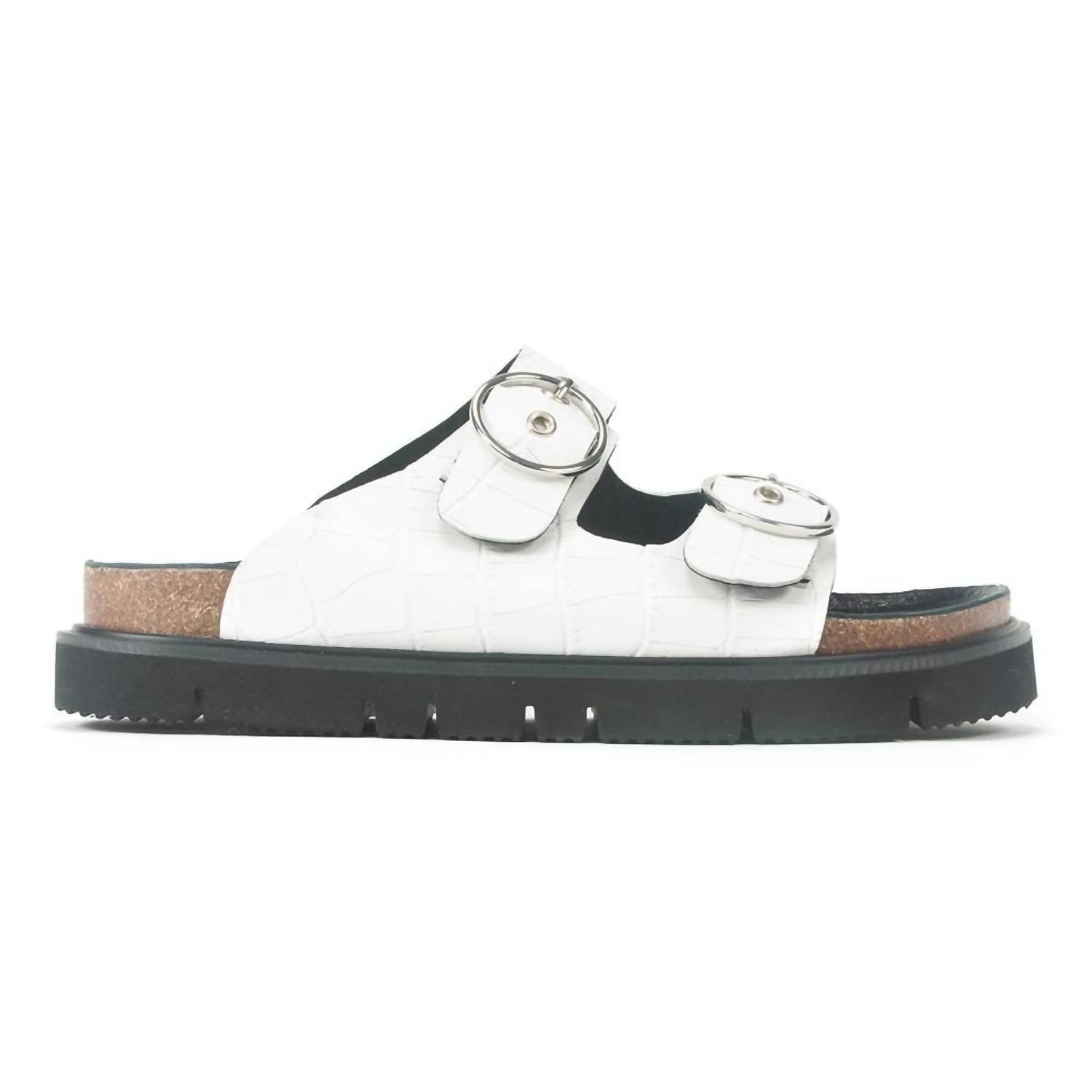 All Black - Women's Circle Buckle Lowform Sandal