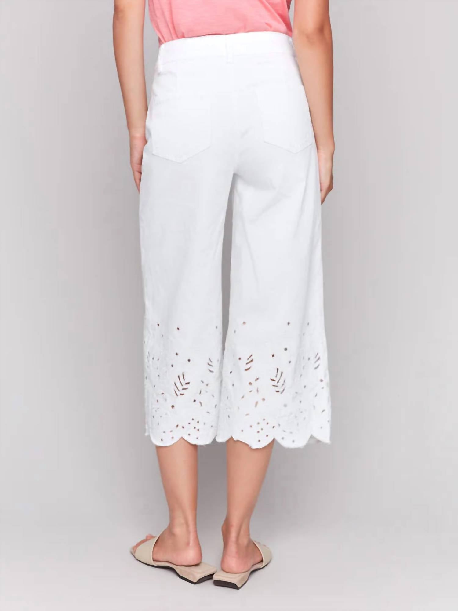 Charlie B - Scallop Hem Crop Wide Leg Pants