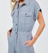 Sadie & Sage - Align Faux Suede Utility Jumpsuit