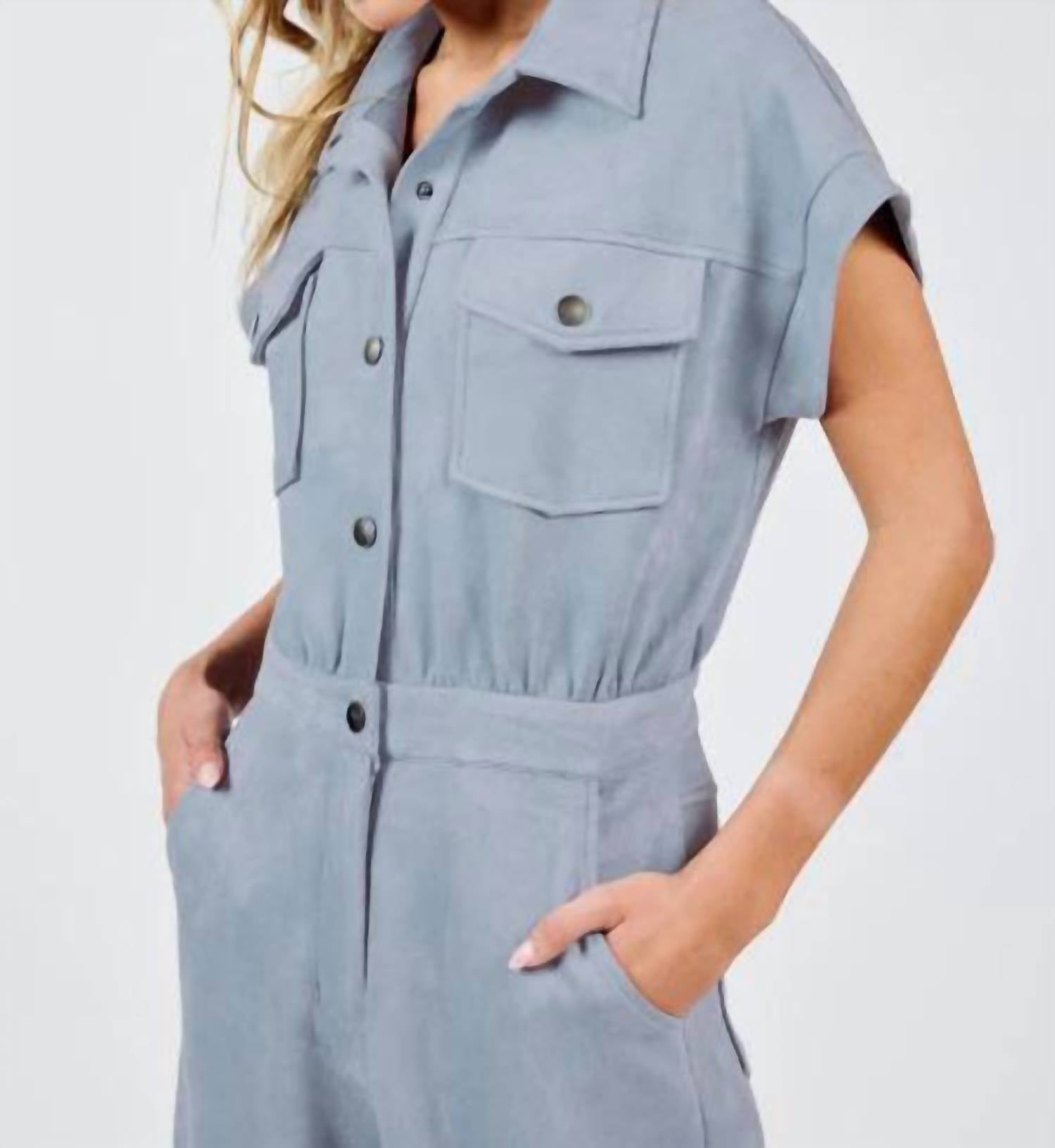 Sadie & Sage - Align Faux Suede Utility Jumpsuit