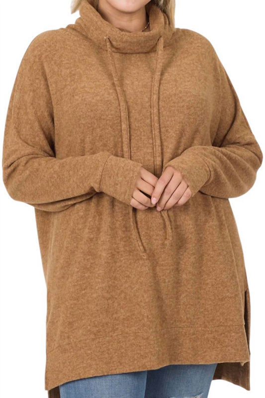 Zenana - Brushed Melange Funnel Neck Sweater