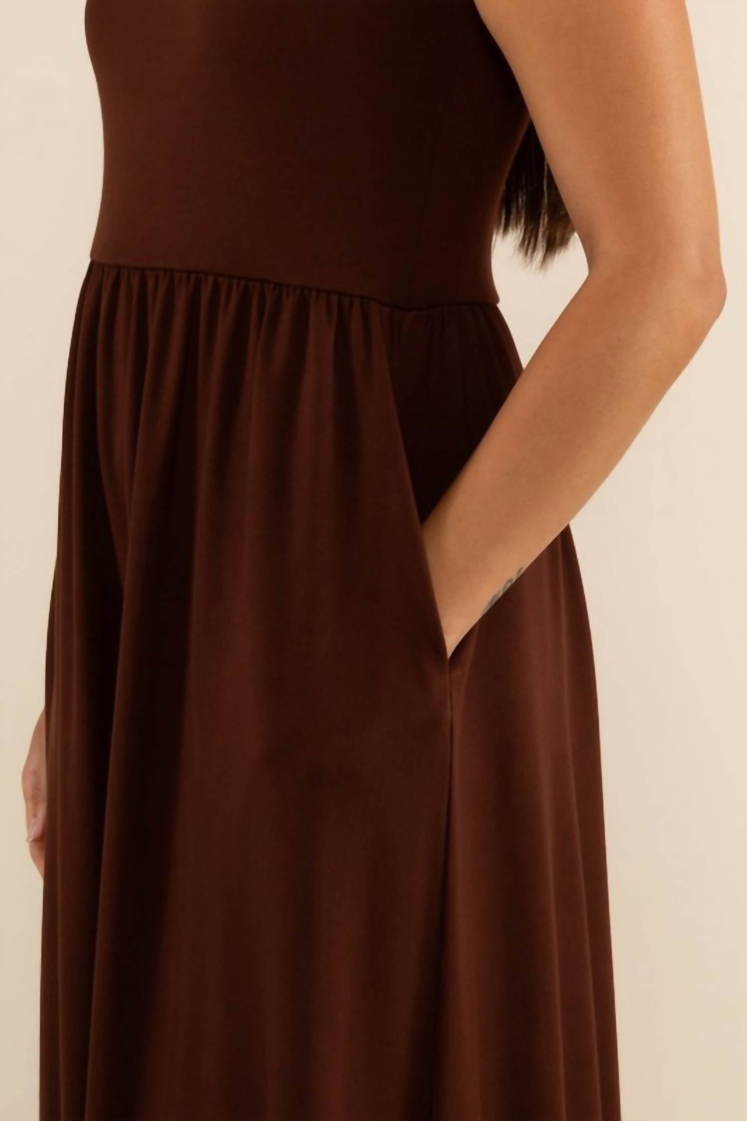 nlt Lake 3/4 Sleeve Swing Dress in chocolate - women's dress - alternate view