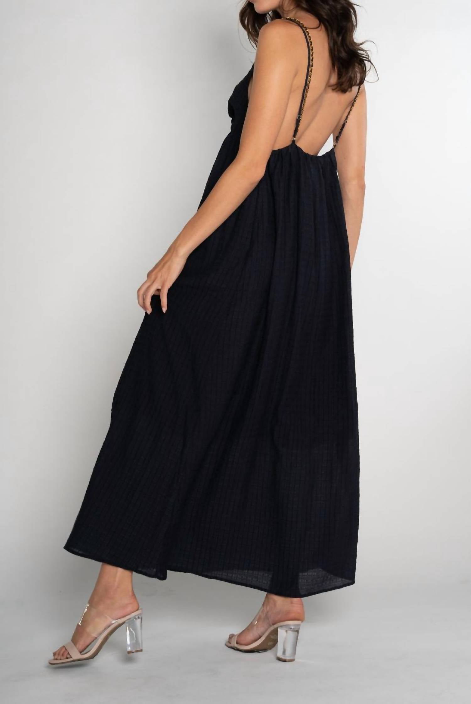See U Soon Coco Long Maxi Dress in navy - women's dress - alternate view