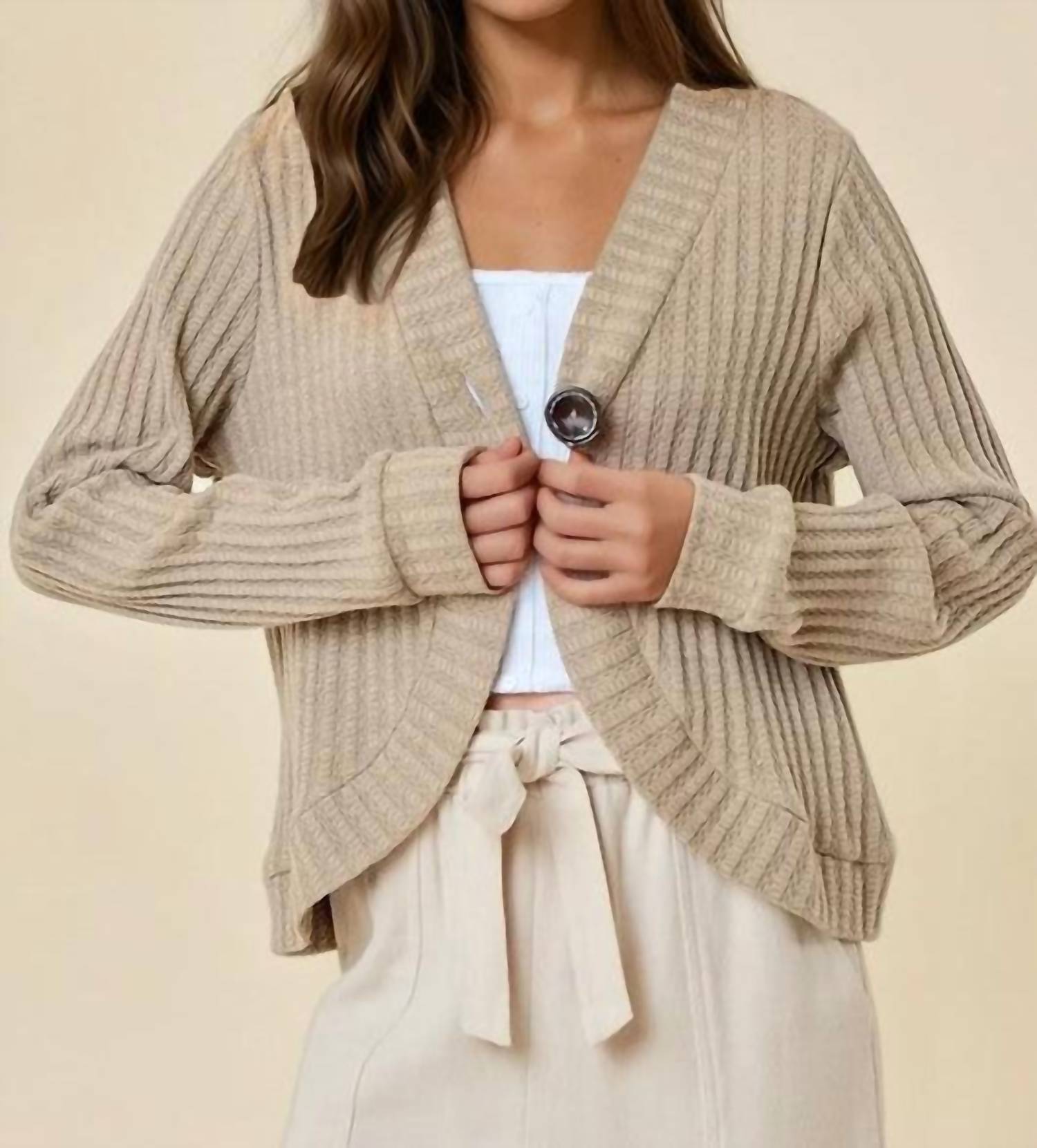 Doe And Rae - One Button Knit Cardigan