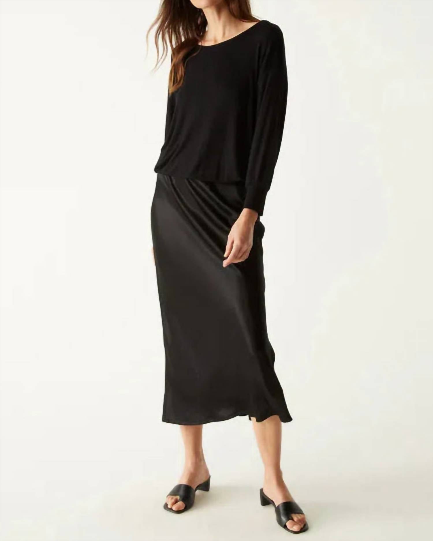 Michael Stars - Nadia Mixed Fabric Satin Dress